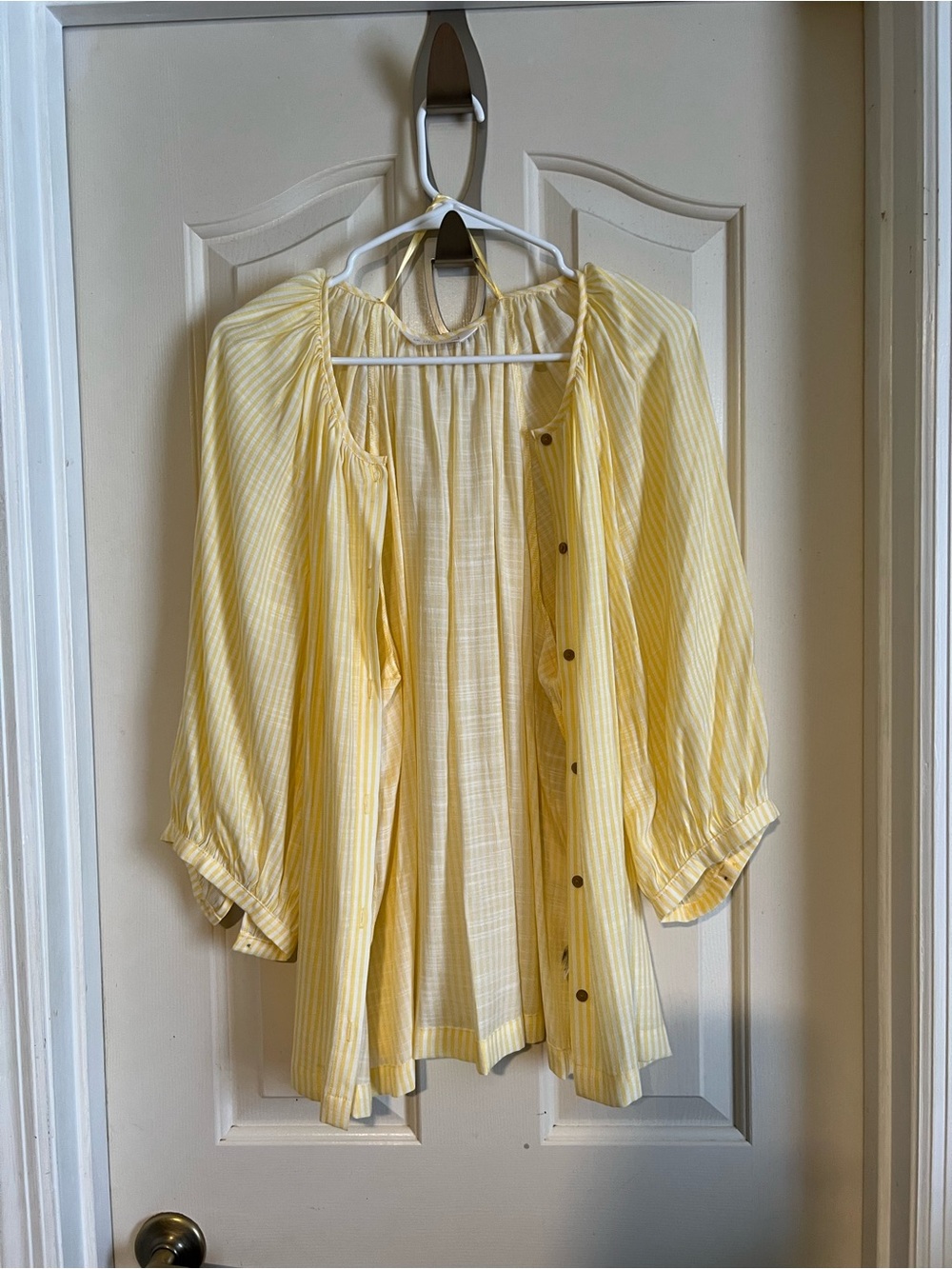 LC Lauren Conrad Pale Yellow Striped Peasant Blouse